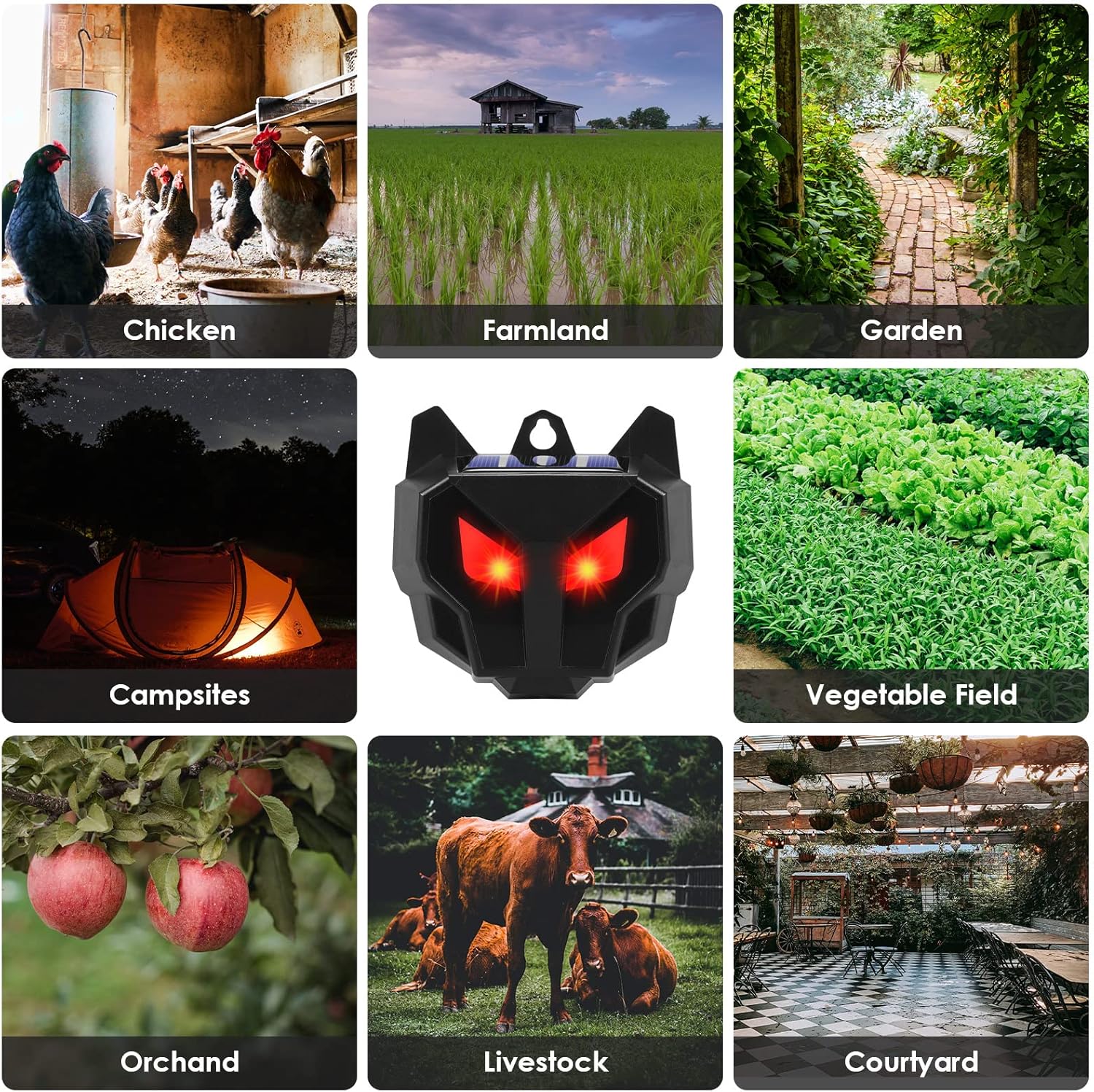 Pack of 4 Solar Nocturnal Animal Repeller Racoon Repellent Outdoor Fox Skunk Coyote Deterrent Deer Repellent Predator Light for Chicken Coop Predator Protection Predator Eyes Animal Deterrent for Yard Farm (4)